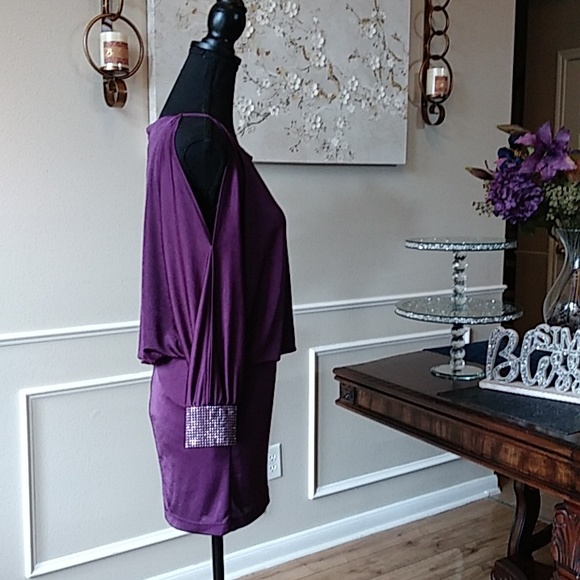 Purple Embellished Cocktail Mini Dress By B Darlin. Size XS 1/2 - Picture 9 of 17